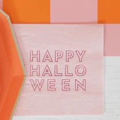 Hot Bonjour Fete Happy Halloween Pink Cocktail Napkins