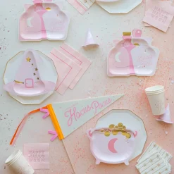 Hot Bonjour Fete Happy Halloween Pink Cocktail Napkins