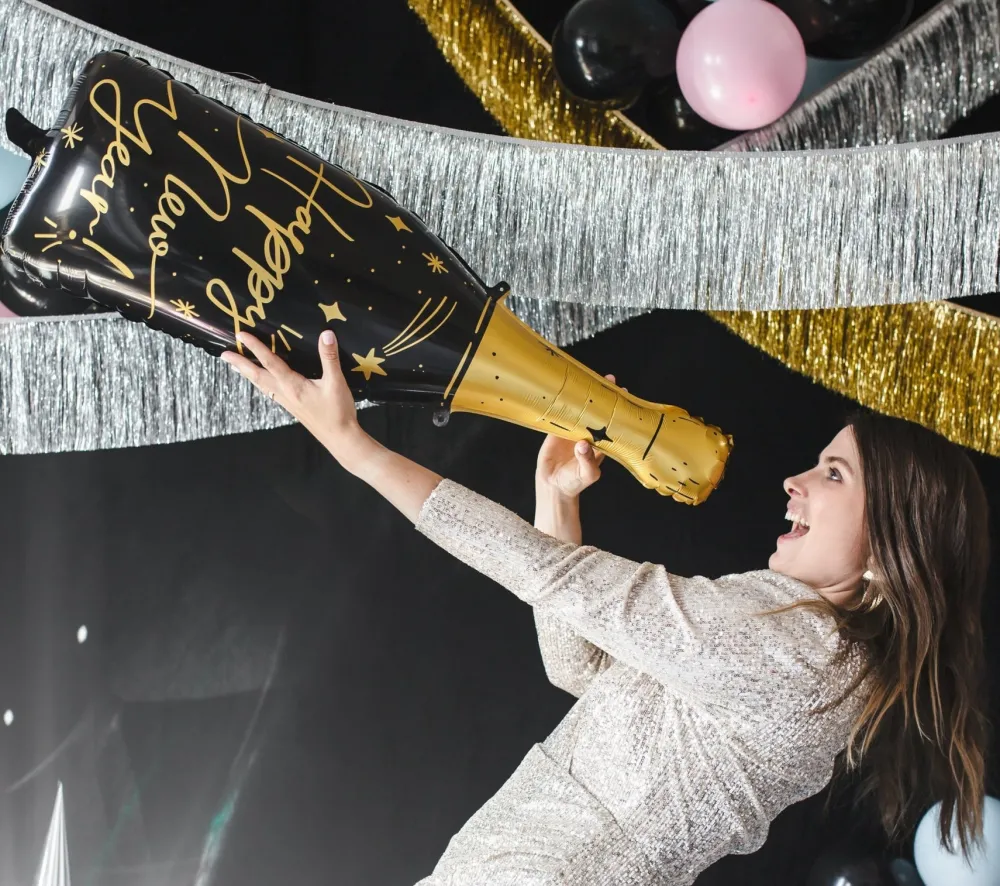 Online Party Deco Happy New Year's Champagne Bottle Balloon