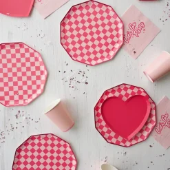 Sale Bonjour Fete Haute Pink Signature Checker Large Plates