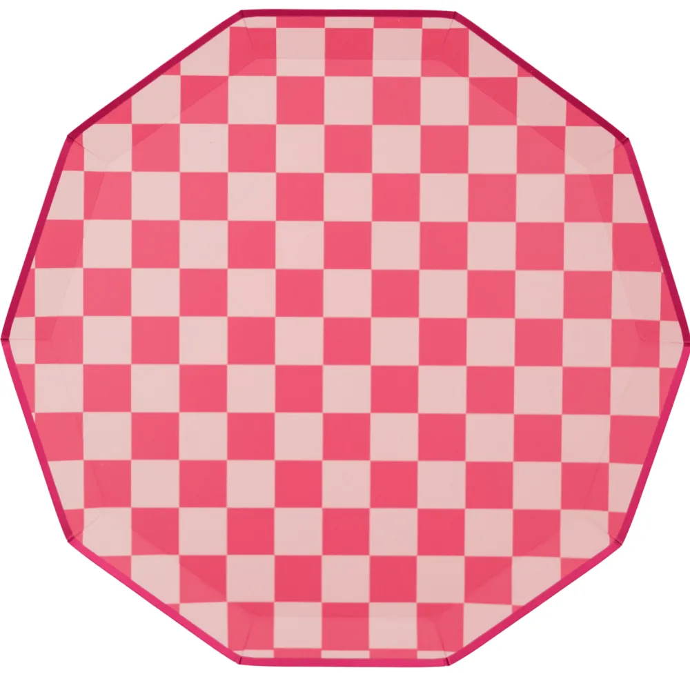 Sale Bonjour Fete Haute Pink Signature Checker Large Plates