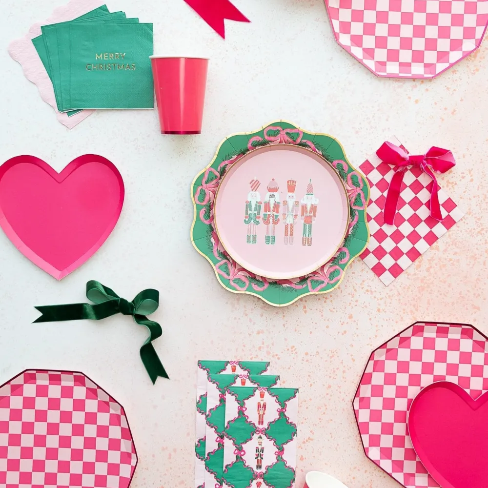 Sale Bonjour Fete Haute Pink Signature Checker Large Plates