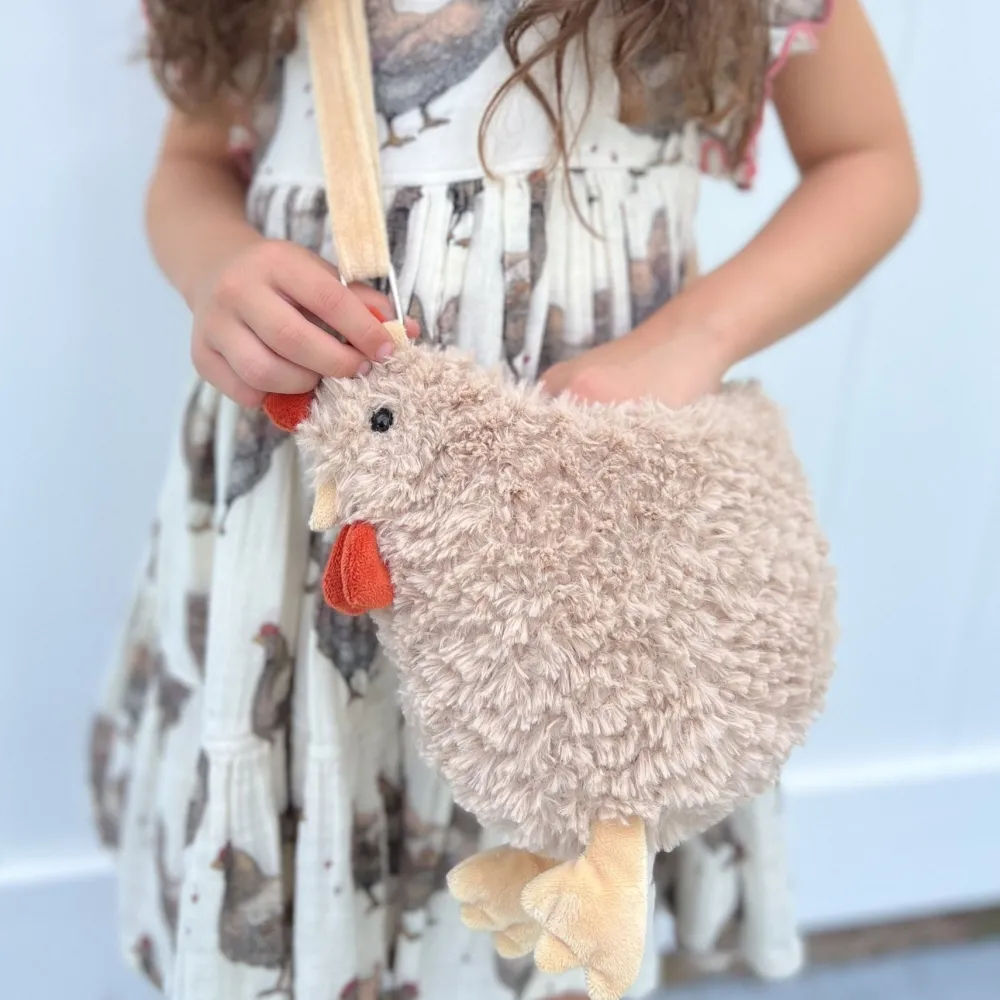 New MON AMI Hazel Hen Plush Crossbody Purse by