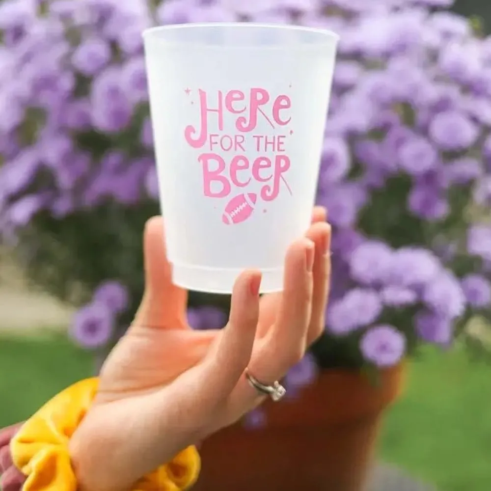 Sale Stephanie Tara Stationery Here for the Beer Football Frosted Cups