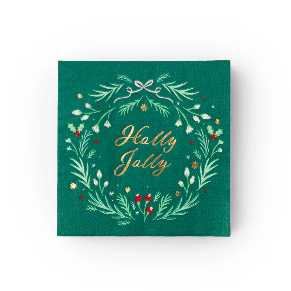 Bonjour Fete Holly Jolly Christmas Cocktail Napkins