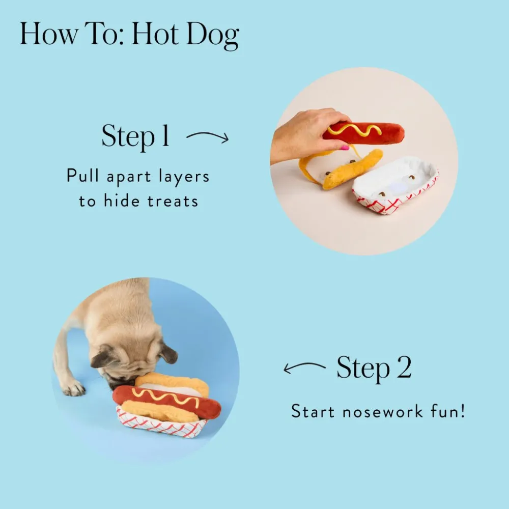 Clearance The Foggy Dog Hot Dog Interactive Snuffle Dog Toy