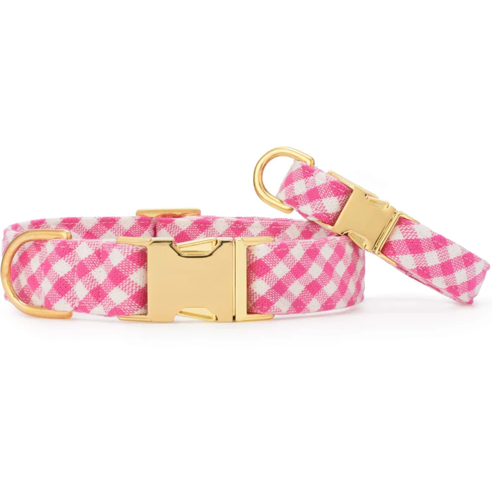 Outlet The Foggy Dog Hot Pink Gingham Dog Collar