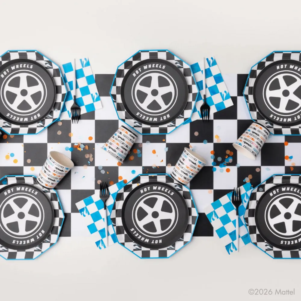 Clearance Bonjour Fete Hot Wheels™ X Blue Foil Checker Large Napkins