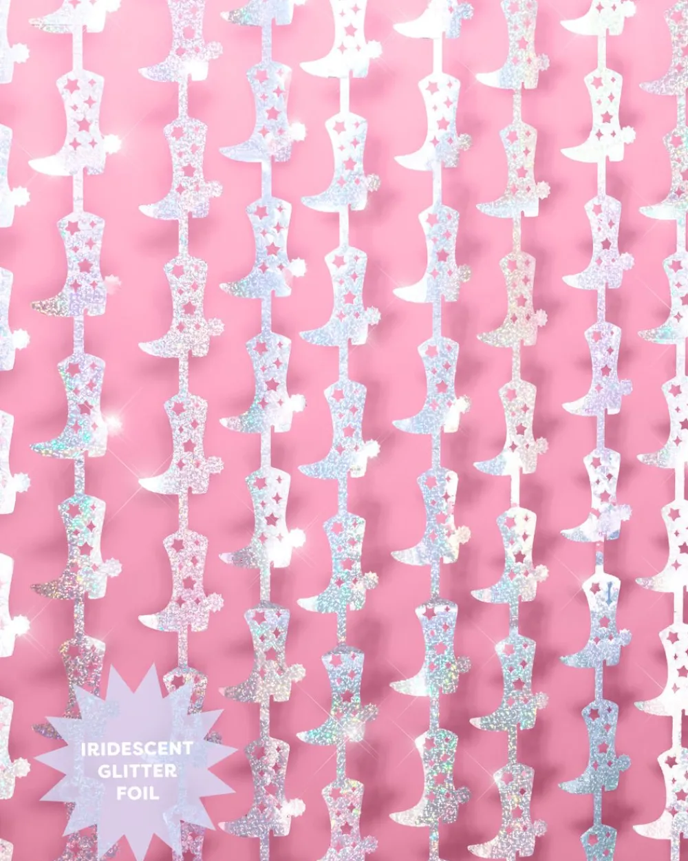 Outlet xo, Fetti Iridescent Cowgirl Boot Curtain Backdrop