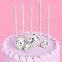 Best xo, Fetti Iridescent Glitter Candles & Disco Ball Cake Topper Set