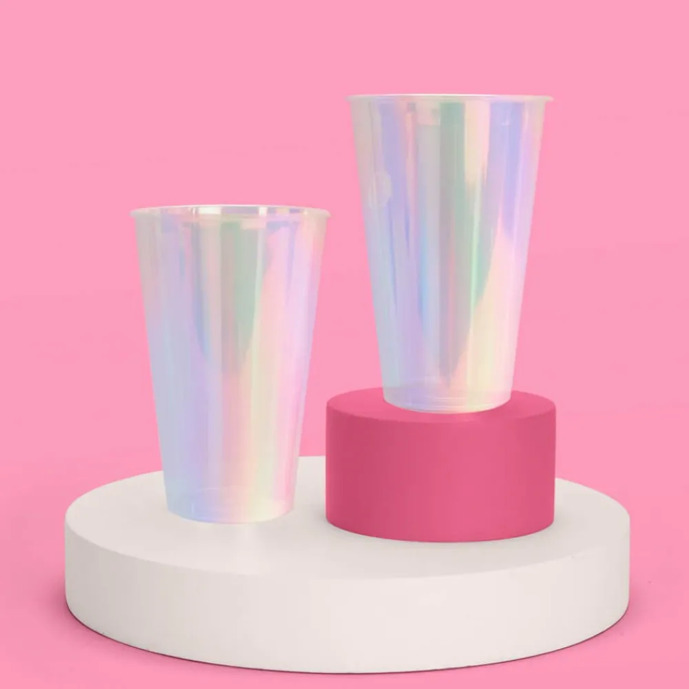 Hot xo, Fetti Iridescent Plastic Party Cups, 16 oz (Set of 16)