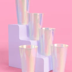 Hot xo, Fetti Iridescent Plastic Party Cups, 16 oz (Set of 16)