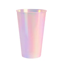Hot xo, Fetti Iridescent Plastic Party Cups, 16 oz (Set of 16)