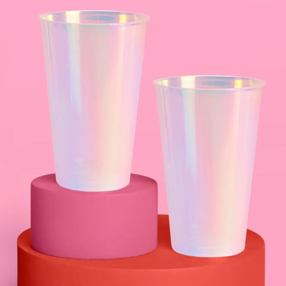 Hot xo, Fetti Iridescent Plastic Party Cups, 16 oz (Set of 16)