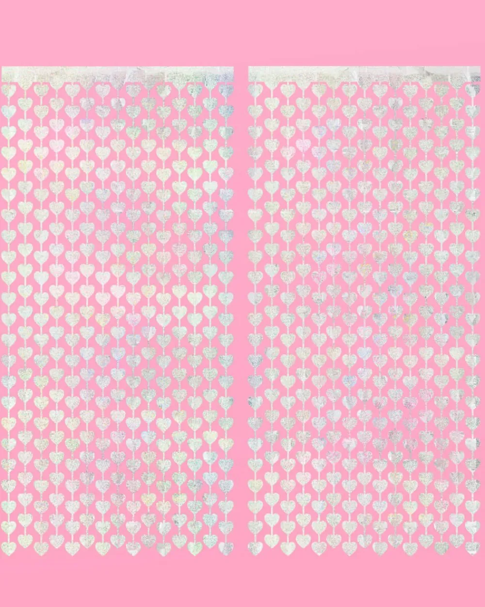 Discount xo, Fetti Iridescent Silver Heart Curtain Backdrop