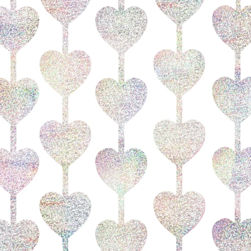 Discount xo, Fetti Iridescent Silver Heart Curtain Backdrop