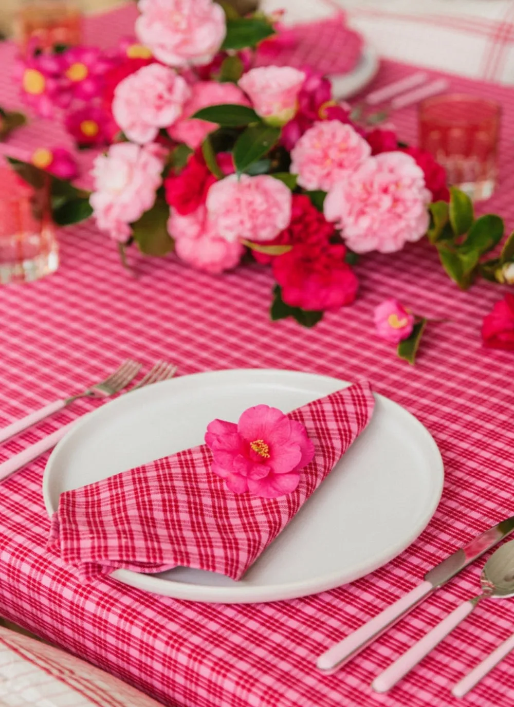 Best Heather Taylor Home Katherine Plaid Red & Pink Napkins