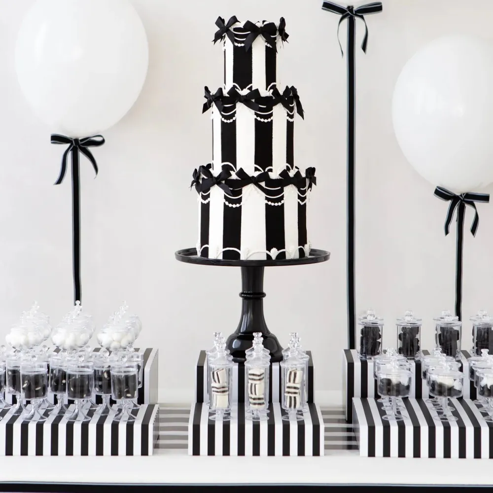 Outlet Bonjour Fete Large Black Noir Pedestal Melamine Cake Stand