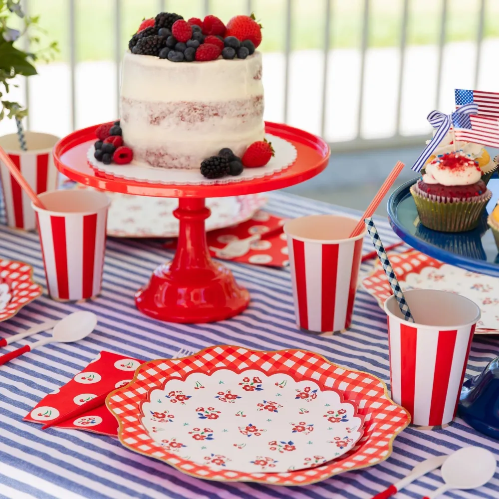 Discount Bonjour Fete Large Cherry Red Pedestal Melamine Cake Stand