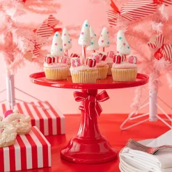 Discount Bonjour Fete Large Cherry Red Pedestal Melamine Cake Stand
