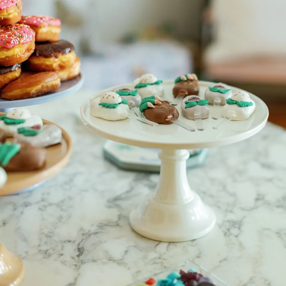 Sale Joyeux Company Large Linen White Melamine Cake Stand