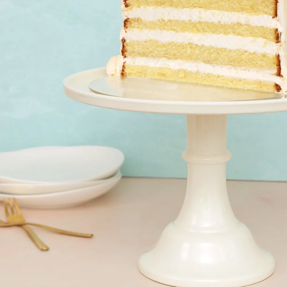 Sale Joyeux Company Large Linen White Melamine Cake Stand