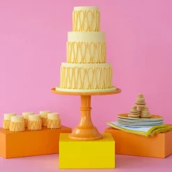 New Bonjour Fete Large Orange Pedestal Melamine Cake Stand