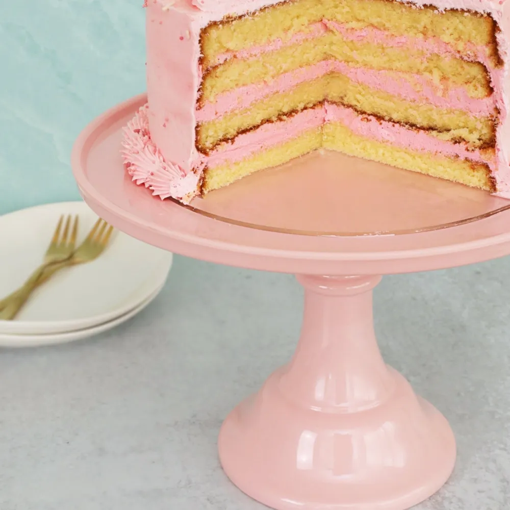 Joyeux Company Large Peony Pink Melamine Cake Stand