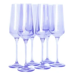 New Estelle Colored Glass Lavender Champagne Flute Set