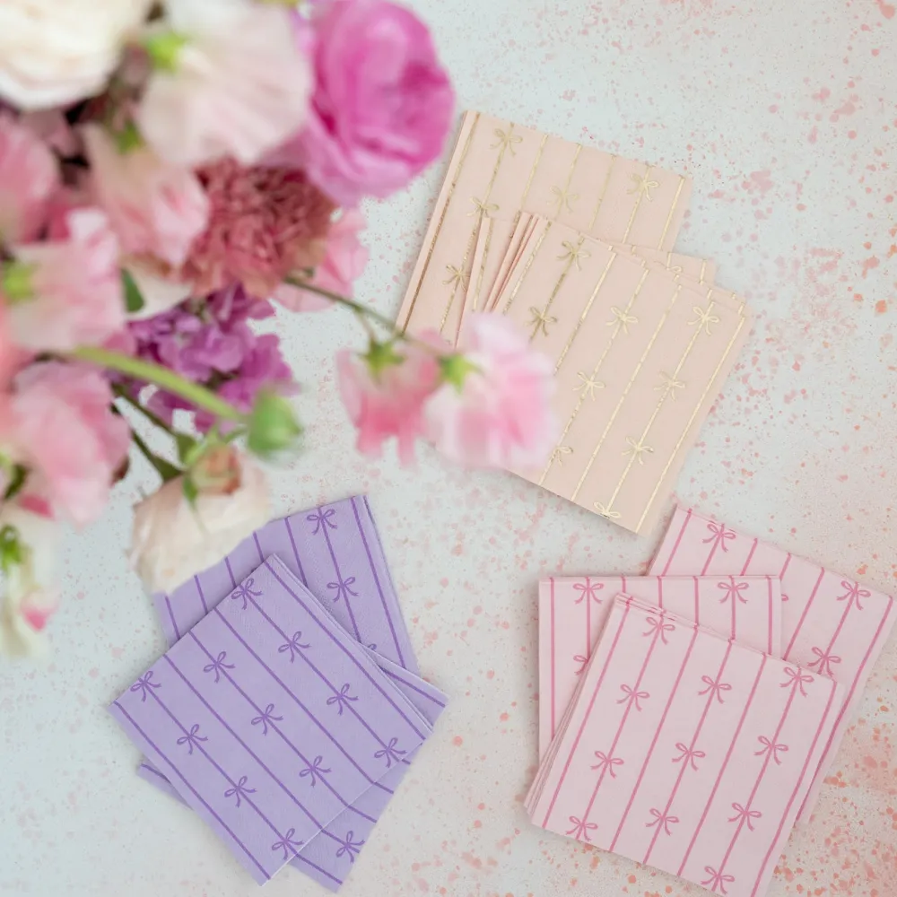 Sale Bonjour Fete Le Lilac Signature Bow Small Napkins