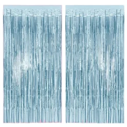 Discount xo, Fetti Light Blue Foil Fringe Curtain Backdrop