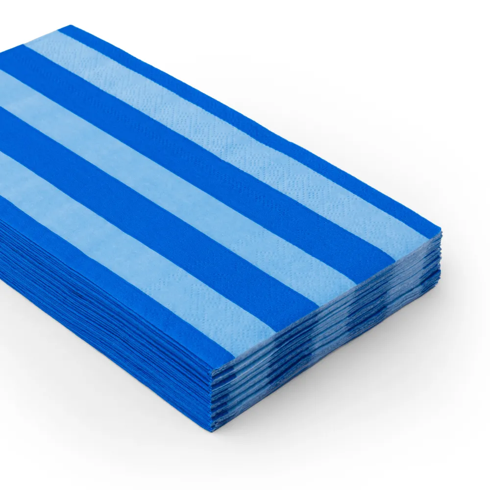 Bonjour Fete Light & Dark Blue Signature Cabana Stripe Guest Towels