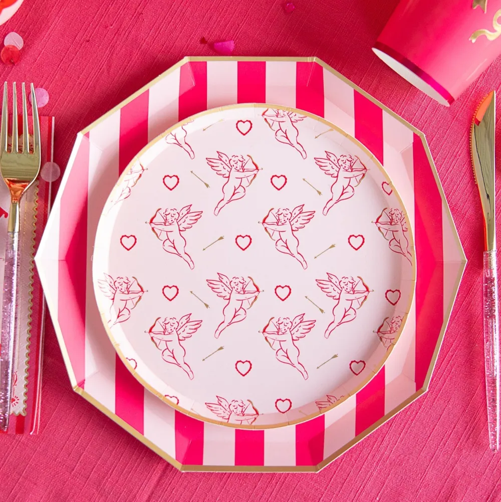 Online Bonjour Fete Light & Haute Pink Signature Cabana Stripe Large Plates