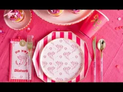 Online Bonjour Fete Light & Haute Pink Signature Cabana Stripe Large Plates