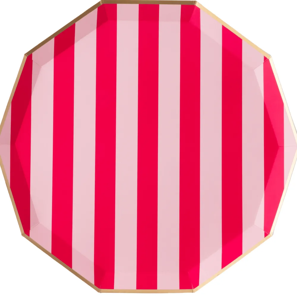 Online Bonjour Fete Light & Haute Pink Signature Cabana Stripe Large Plates