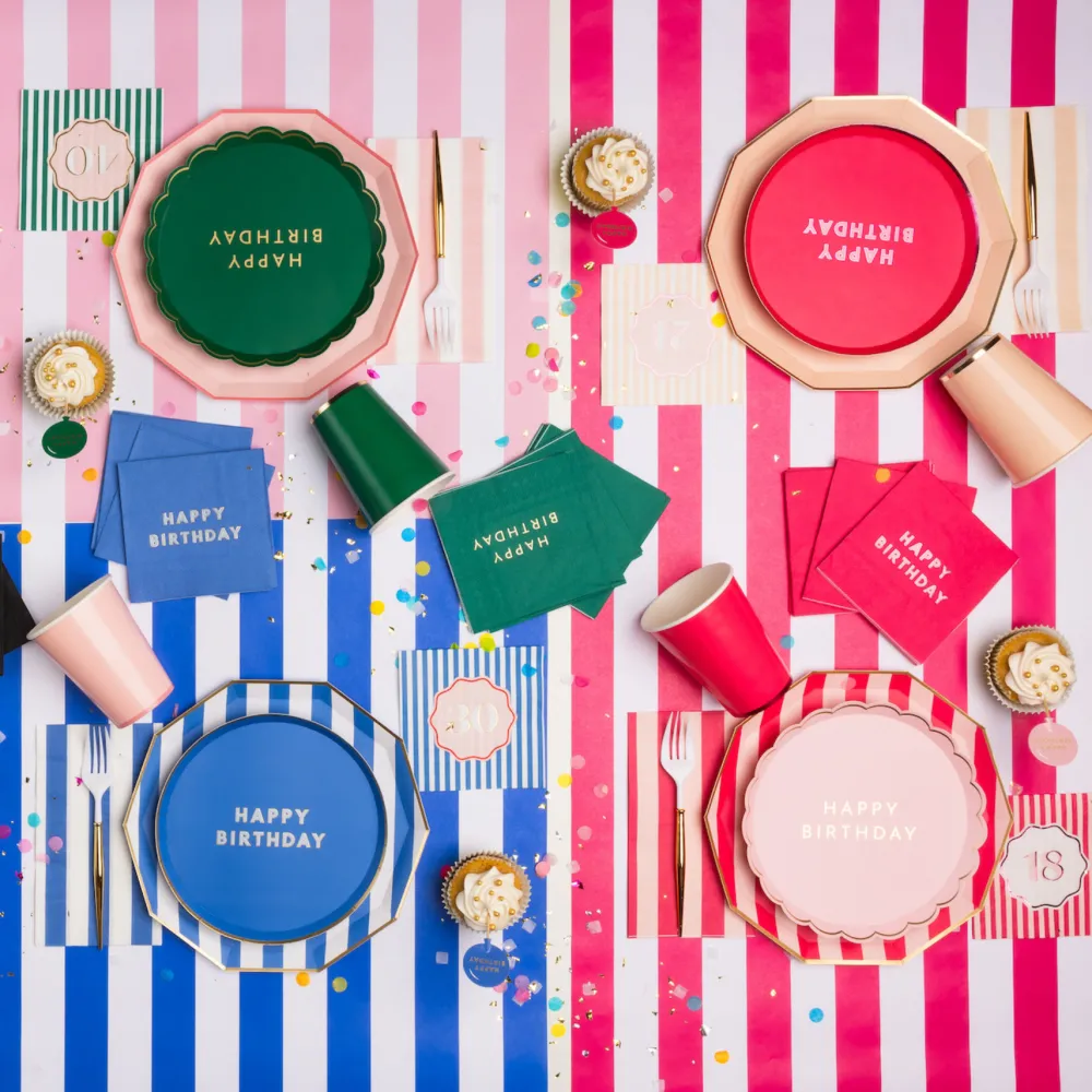 Online Bonjour Fete Light & Haute Pink Signature Cabana Stripe Large Plates