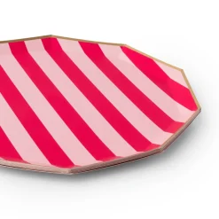 Online Bonjour Fete Light & Haute Pink Signature Cabana Stripe Large Plates
