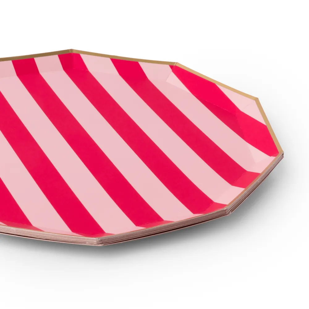 Online Bonjour Fete Light & Haute Pink Signature Cabana Stripe Large Plates