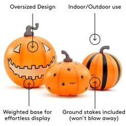 Discount Funboy Light-Up Inflatable Pumpkin Decor, Set of 3
