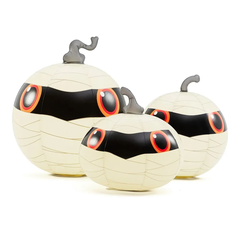 Clearance Funboy Light-Up Mummy Pumpkin Decorations, Set of 3