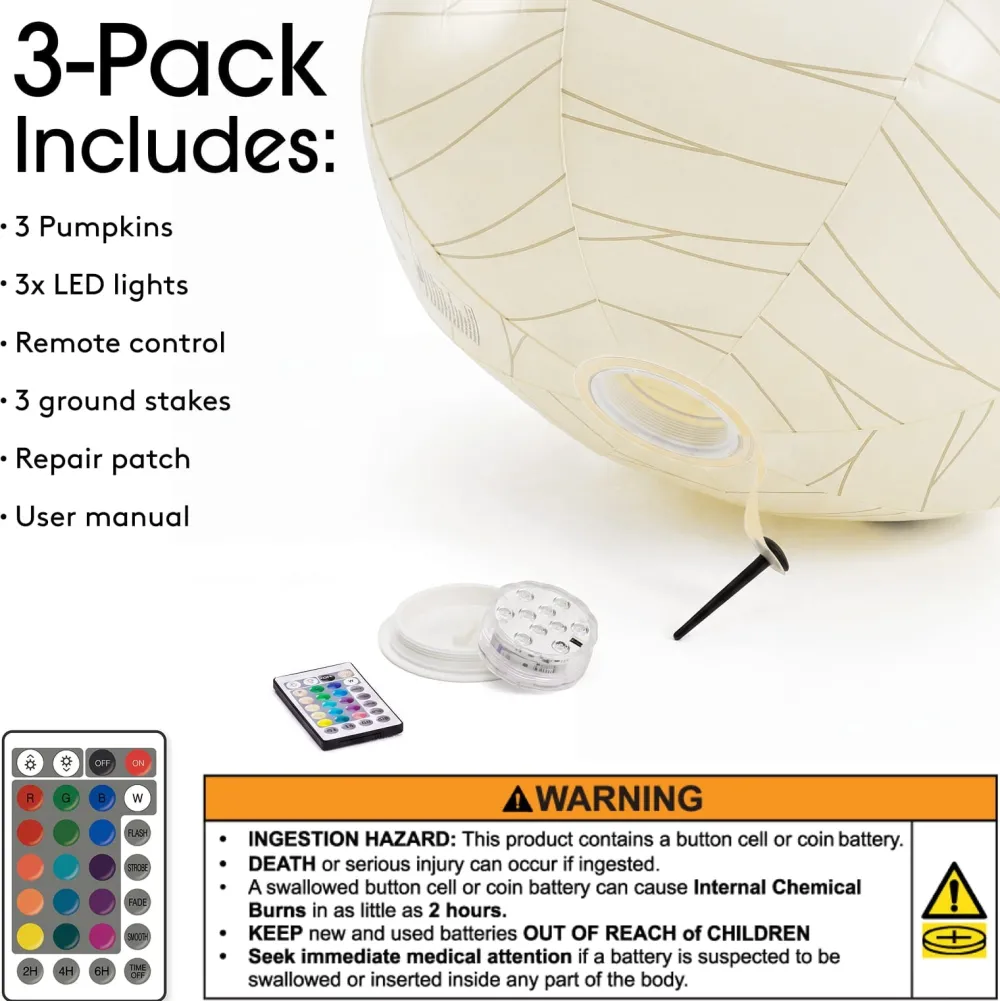 Clearance Funboy Light-Up Mummy Pumpkin Decorations, Set of 3