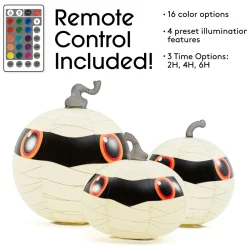 Clearance Funboy Light-Up Mummy Pumpkin Decorations, Set of 3