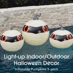Clearance Funboy Light-Up Mummy Pumpkin Decorations, Set of 3