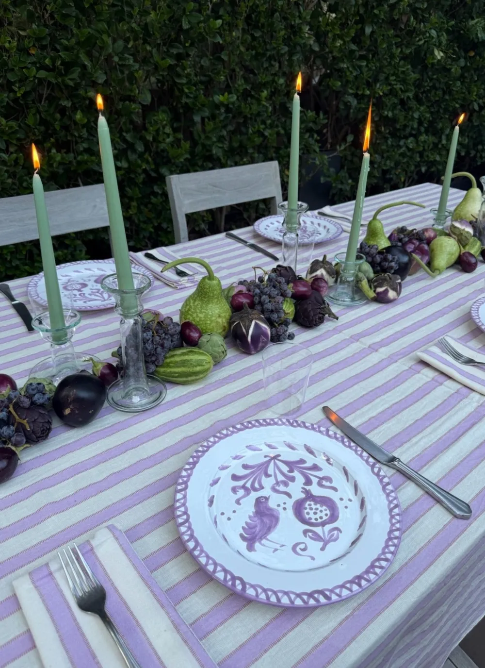 New Heather Taylor Home Lilac & Cream Stripe Napkins