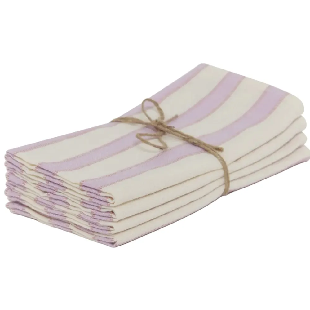 New Heather Taylor Home Lilac & Cream Stripe Napkins
