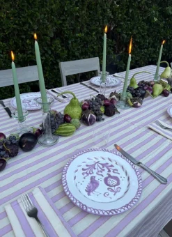 Clearance Heather Taylor Home Lilac & Cream Stripe Tablecloth