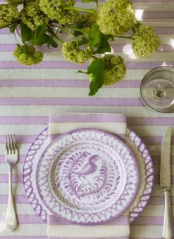 Clearance Heather Taylor Home Lilac & Cream Stripe Tablecloth