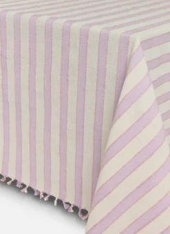Clearance Heather Taylor Home Lilac & Cream Stripe Tablecloth