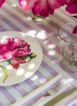 Clearance Heather Taylor Home Lilac & Cream Stripe Tablecloth