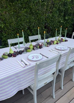 Clearance Heather Taylor Home Lilac & Cream Stripe Tablecloth